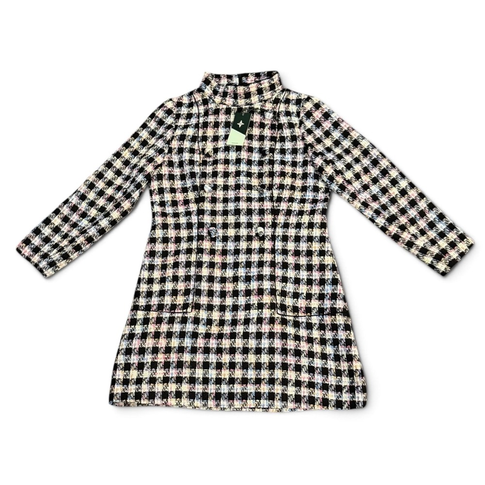 Tuckernuck Radziwill Tweed Dress L NWT Jackie Old Money Retro Preppy Houndstooth